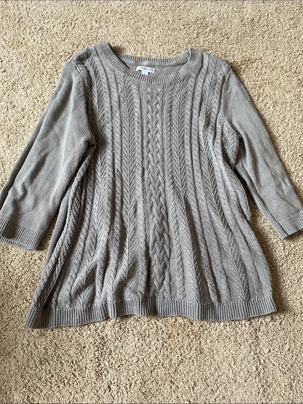 croft & barrow Taupe Cable Knit Scoop Neck Sweater